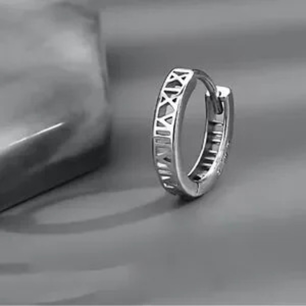 925 sterling Silver Roman Numeral Hoop Earrings